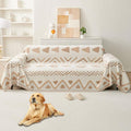 HAOMAIJIA Non Slip Couch Cover Sofa Covers for 3 Cushion Couch Washable sectional Couch Covers for Dogs pet Furniture Protector Couch Cover Blanket for Living Room (My-Khaki, 71"x134")