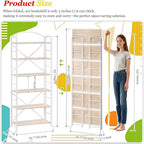 UDD Folding Bookshelf No Assembly, 65" H x 23.7" W, 6 Shelf Foldable Bookcase Industrial Collapsible Bookshelves, Open Storage Book Shelves for Small Spaces Home Office Living Room, Light Oak White
