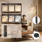 Scenekoy Vintage 68″ Tall Smart LED Floor Lamp for Living Room Bedroom, Remote Control Traditional 350º Adjustable Swing Arm Standing Lamp with Linen Shade, Decor for Reading House Home Office