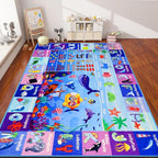 ABC Kids Rug for Playroom 59"×78.7" Ocean Mat Baby Play Mat Alphabet Sea Animal Number Shape Classroom Carpet Kids Playroom Rug Early Learning Carpet for Preschool Toddlers