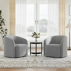 COLAMY Swivel Accent Chair, Barrel Chair with Armrest, Comfy Round 360°Mondern Armchair, for Living Room/Bedroom/Waiting Room, No Assembly, Gray