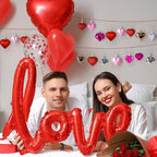 48PCS Valentine's Day Heart Shaped Ornaments - Classic Red Pink Silver Rose Rosegold Colors, Hanging Hearts for Tree Decorations