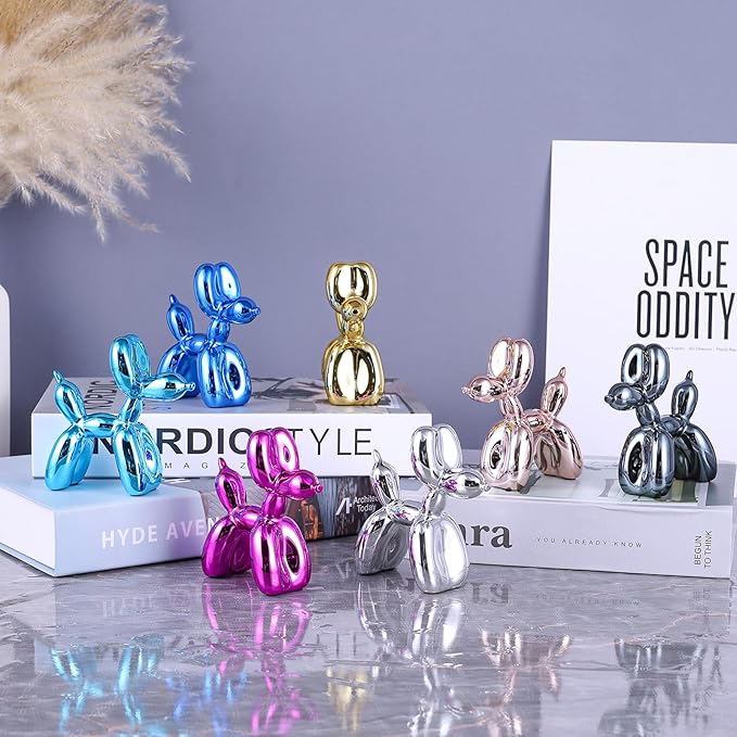 Balloon Dog Statue Modern Home Decor Collectible Figurines Art Funky Statues for Coffee Table Decorations Trendy Color Schemes Room Aesthetic Sculpture Dog (3.9 * 3.9 * 1.5inch, Sky Blue)