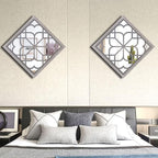 Wocred 2 PCS Square Wall Mirror,Gorgeous Rustic Farmhouse Accent Mirror,Barn Wood Color Entry Mirror for Bathroom Renovation,Bedrooms,Living Rooms and More(16”x16”)