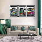 Novatique Banksy Graffiti Wall Art Street Wall Art Colorful Graffiti Art Painting Canvas Print for Teenager Room Office Decoration,24" x 36" x 3pcs