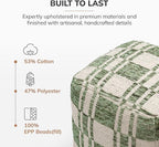 Anji Mountain 100% Handmade & Handcrafted Comfortable Home Décor Pouf Ottoman Footrest for Living Room, Bedroom, Nursery, Kidsroom, Patio Furniture - (20" x 20" x 20" - Green)
