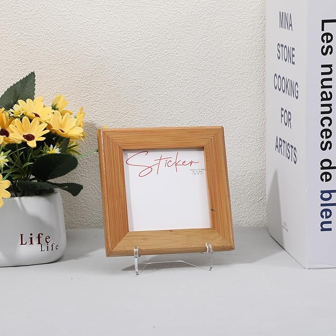 2 PCS Acrylic Plate Stand Clear Acrylic Easel Display Stand with Deep Support Shelves Display Holder for Card, Frame, Picture, Magazine, Book, CD 3 × 2.6 × 2.2 Inch