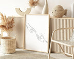 Y2K BOO Minimalist Reaching Hands UNFRAMED Wall Art Continuous Line Drawing Connection Symbol 24x36 Inch Heavyweight Paper Modern Studio Home Decor