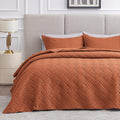 Love's cabin California King Size Quilt Bedding Set Umber Bedspread - Cal King Summer Lightweight Bedspread Comforter - Wave Pattern Coverlet for All Season - 3 Pieces (1 Quilt, 2 Pillow Shams)