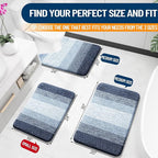 OLANLY Bathroom Rug Set 2 Piece, Soft Absorbent Microfiber Bath Rug Set, Non-Slip, Machine Wash Dry, Plush Shaggy Bath Mats for Bathroom (30"x20"+24"x16", Dark Blue)