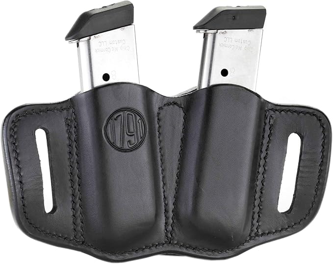 1791 Gunleather Mag Holster 2.1 - Double Mag Pouch for Single Stack Magazines, OWB Magazine Pouch for Belts