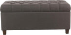 Homepop Home Decor | Tufted Ainsley Button Storage Ottoman Bench with Hinged Lid | Ottoman Bench with Storage for Living Room & Bedroom, Charcoal Gray 18x40x18 inches