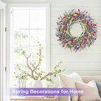 26 Inch Lavender Wreath Summer Spring Wreaths for Front Door Wreaths for Front Door for Wedding Farmhouse (Red Pink Lavender)