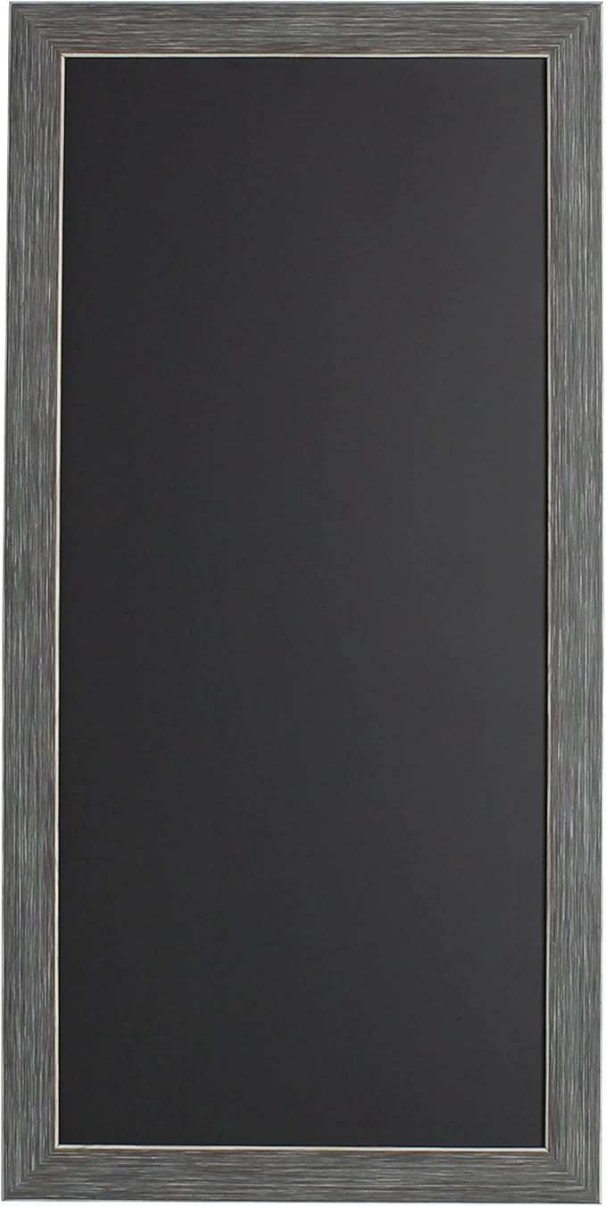 DesignOvation Wyeth Framed Magnetic Chalkboard, 13" x 26", Gray