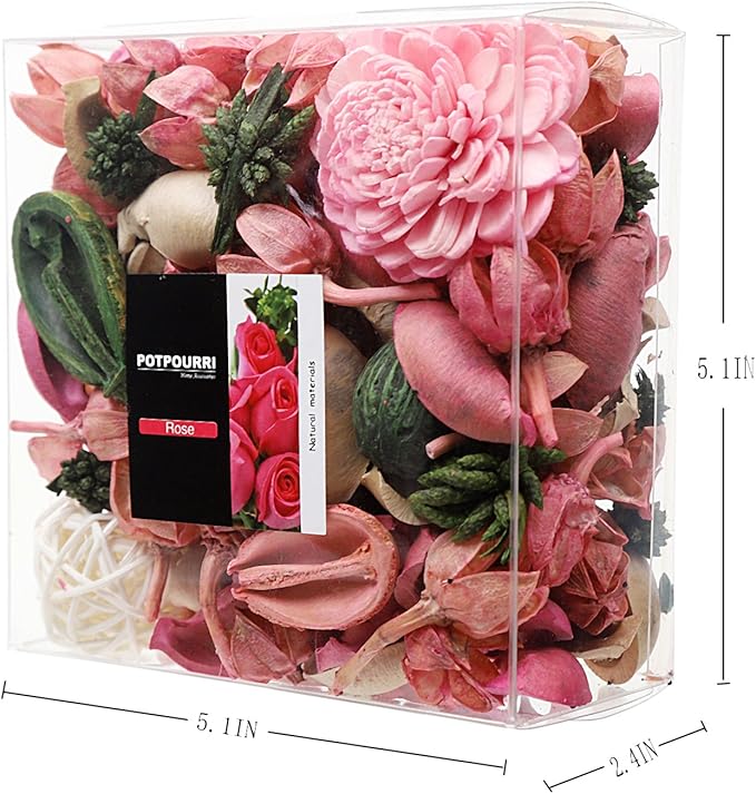 Qingbei Rina Valentine Potpourri,Rose Scented Spring Potpourri Bowl Filler Dried Flower,Pink Decorative Popery,Home Fragrance Perfume,Bathroom Decor,9.8 Oz