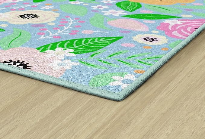 Flagship Carpets Schoolgirl Style Pretty in Pastel Floral Rug Educational Area Rug for Kids Room, Children's Classroom Rug for Teaching and Playroom, 5' X 7'6"