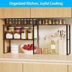 Golener Countertop Organizer Corner Shelf, 2 Tier Adjustable Stackable Corner Shelves for Kitchen, Bathroom, Spice Rack, Coffee Area, Over Sink, Dresser Table, Corner Counter Shelf Stand, Rustic Brown