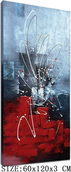zoinart Abstract Large Vertical Canvas Wall Art 24x48 Inches Hand Painted Modern Colorful Oil Paintings Red Artwork for Living Room Aisle Bedroom Dining Room Wall Decor