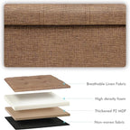 B FSOBEIIALEO Storage Ottoman with Tray, Foot Stools and Ottomans with Legs, Storage Cube Seat Linen Brown 15"