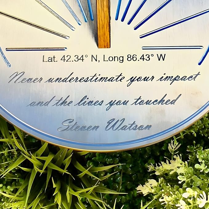Retiremement Gift Sundial Custom Engraved - Unqiue For Your Location Retiremement Gift for Men or Women - 65th Birthday Celebration Gift - Gift For Collegue, Friend or Family (12 inch)