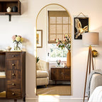 Full Length Mirror, 58"x18" Arched Full Body Mirror, Oversized Floor Mirrors, Leaning Free Standing Mirrors, Hanging Mounted Large Mirrors for Bedroom Dressing Room, Cloakroom, Gold