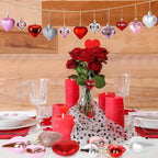 48pcs Valentine Ornaments for Tree, Colorful Heart Shaped Ornaments, Glitter Valentine Tree Decorations, Heart Shaped Hanging Baubles for Valentines Wedding Party Decor