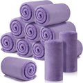 Tinideya 12 Pcs Flannel Fleece Throw Blanket Bulk 50 x 60 Inch Soft Fleece Blanket Warm Throw Blankets Coral Blankets for Couch Sofa Home Wedding Gifts Season (Purple)