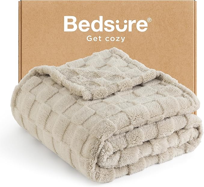 Bedsure GentleSoft Twin XL Blanket for Bed - Super Soft Cozy Fleece Blankets for Women, Cute Throws for Girls, Dorm Room Essentials for Girls Teens Back to School, Neutral, 66x90 Inches