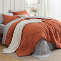 Bedsure Twin Comforter Set - 5 Pieces Reversible Burnt Orange Bedding, Twin Size Bed Set for All Seasons, Bed in a Bag with Down Alternative Comforter, Sheets, Pillowcase & Sham