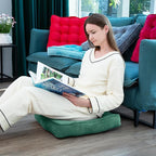 Floor Pillow Set of 2, Memory Foam Meditation Cushion, Floor Cushions for Adults Sitting, Large Square Seat Cushions for Yoga, Living Room, 20x20 Inch (Green)
