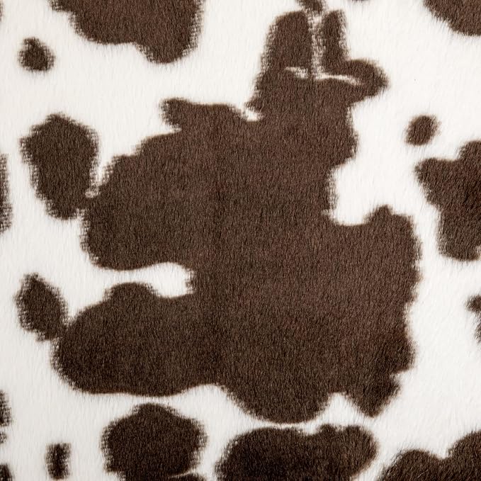 20x20x14 Inches Fluffy Square Pouf Ottoman - Plush Furry Ottoman Foot Rest Stool with High-Density Foam, Versatile Floor Seating for Living Room (Coffee Cow Print)