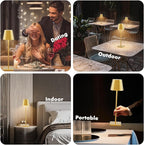 2-Pack LED Cordless Table Lamp 3W 5500mAh Rechargeable Battery Operated Stepless Dimmable Portable Lamp for Restaurant, Bedroom, Outdoor (Gold)
