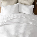 WDCOZY White Twin Size Quilt Bedding Sets with Pillow Sham, Lightweight Soft Bedspread Coverlet, Quilted Blanket Thin Comforter Bed Cover, All Season Summer Spring, 2 Pieces, 68x90 inches