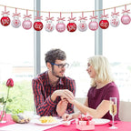 12 Pcs Valentines Day Ball Ornaments - 2.36 Inch Red Pink White Valentines Day Letter Hanging Decorations Buffalo Plaid Balls Ornaments for Tree Valentine's Day Party Supplies Decorations