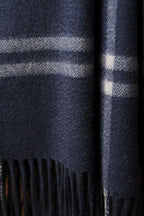 CUDDLE DREAMS Premium Cashmere Throw Blanket with Fringe, Luxuriously Soft (Plaid Blue)