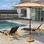 Patio Umbrella Base with 4 Wheels, 44lbs Round Heavy Duty Concrete Stand for Outdoor Market Umbrella, Teak