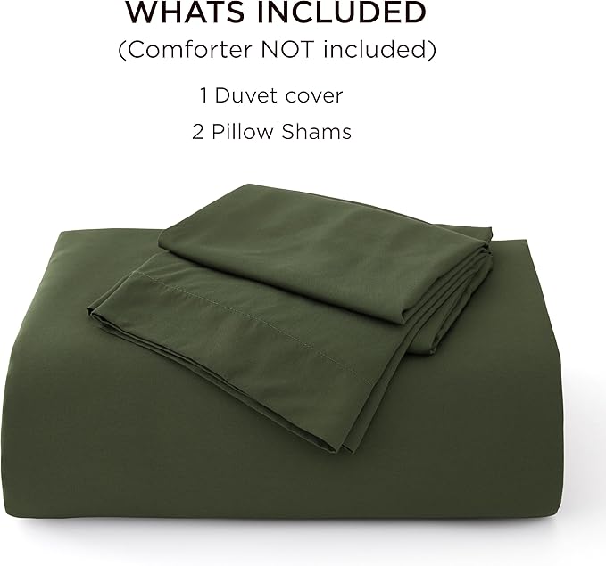 Bedsure 100% Rayon Derived from Bamboo Duvet Cover King Size - Lightweight Silky Cooling Comforter Cover Set for Hot Sleepers, Breathable & Moisture-Wicking Bedding Set, Olive Green