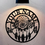 Personalized Dream Catcher Metal Wall Art - Custom Name Iron Sign for Home Decor, 8-30 Inch Black (Style K)