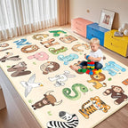 Kids Rugs for Playroom - 5x7 Feet Alphabet Rug for Classroom Educational Learning Animals, Preschool Rug Toddler Children Bedroom Nursery Kindergarten Decor, Beige