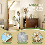 Full Length Mirror, 82"x44" Full Body Mirror, Oversized Floor Mirrors, Leaning Free Standing Mirrors, Hanging Mounted Large Mirrors for Bedroom Dressing Room, Cloakroom, Gold