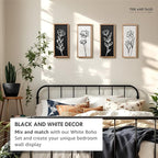 3D Vintage Black Living Room Decor (Set of 2) Lightweight, Wooden Ready-to-Hang Framed Moody Floral Wall Art for Bathroom, Bedroom or Office - Dark Textured Boho Farmhouse Wall Decor - Gift-Boxed