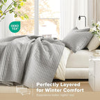 Comfort Spaces Grey Oversized Queen Quilt Set 102"x118" Bedspread Quilted Summer Lightweight Microfiber Bedding Coverlet with Double Sided Stitching Soft All Season Cozy 3 Piece with Matching Shams