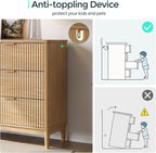 LINSY HOME Fluted Dresser for Bedroom with 6 Drawers, 54" Wide Mid Century Modern Dressers, Tall Boho Chest of Drawers, Large Wood Accent Storage Cabinet for Living Room, Curved Profile Design, Oak