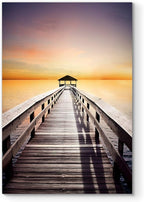 Renditions Gallery Canvas Nature Wall Art Home Paintings & Prints Serene Sunset Dock Romantic Glam Modern Wall Hanging Decorations for Bedroom Living Room Office Kitchen - 32"x48" LT06