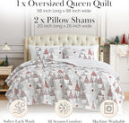Southshore Fine Living, Inc. Full/Queen Size Christmas Quilt Set, Reversible Coverlet with 2 Shams, Holiday Queen Christmas Bedding Design - Red & Silver