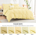 HYMOKEGE Yellow California King Comforter Set Seersucker 7 Pieces, All Season Luxury Bed in a Bag for Bedroom, Bedding Set with Comforter, Sheets, Pillowcases & Shams