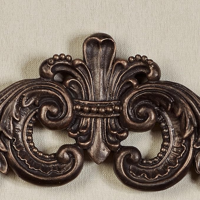Salvatar Wall Art Topper | Wide Picture Design | Antique Bronze Metallic Finish | Openwork Acanthus Leaf Scrolls with Ornate Fleur De Lis | Hang Alone or Above Artwork or Framed Family Photographs
