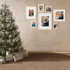 Egofine 4x6 Picture Frames Set of 4, Made of Solid Wood Covered by Plexiglass 3x4.5 and 3.5x5 with Mat or 4x6 without Mat, for Table Top Display and Wall Mounting Photo Frame, Oak Wood