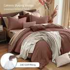 Monbix California King Comforter Set - 7 Pieces Cationic Dyeing Terracotta Bed in a Bag Cal King Bed Sets with Comforter, Sheets, Pillowcases & Shams, Reversible Bedding Comforters Sets