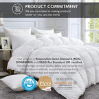 Luxurious White Solid Medium Weight, Twin Size Goose Feathers Down Comforter for All-Season Weather Duvet Insert, Premium Baffle Box, 100% Egyptian Cotton Cover, 55 oz. Fill Weight